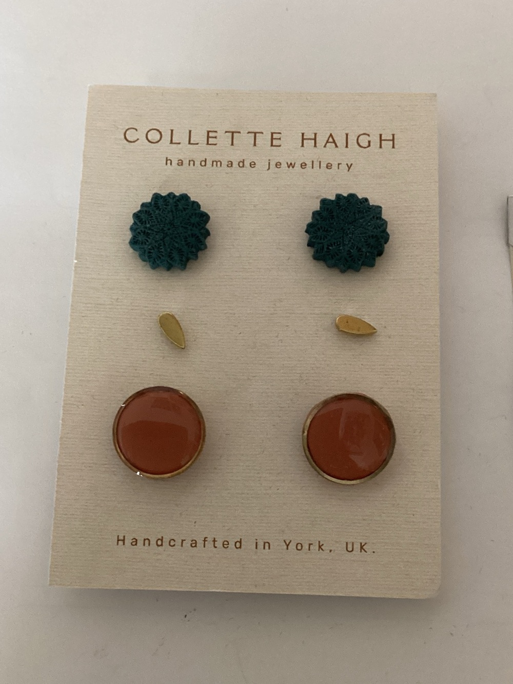 Teal‎ Flower & Rust Stud Earring Set